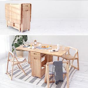 벤느 원목 접이식 4인용 식탁세트 (내추럴)