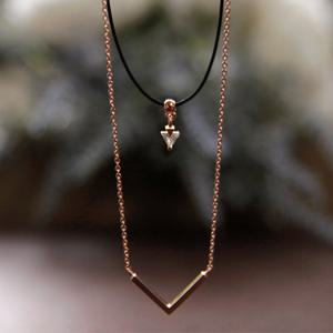 제이로렌 01N0845 릴리 로즈골드 큐빅펜던트 두줄 초커