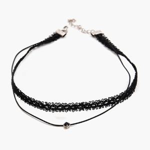 제이로렌 01N0732 블랙 큐빅 레이스 2줄 초커