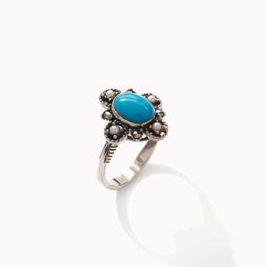 제이로렌 R0567 실버 진주 12월탄생석 터키석 반지