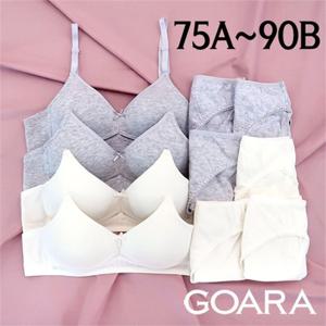 [고아라]75A~90B/주니어2단계 A/B컵 노와이어 면몰드브라팬티10종(2GMS10B)