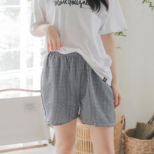 지지미 스몰체크 3부 남여 홈웨어 여름 파자마바지