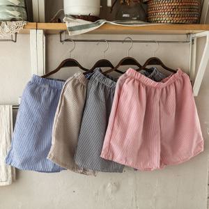 지지미 줄무늬 3부 남여 홈웨어 여름 파자마바지