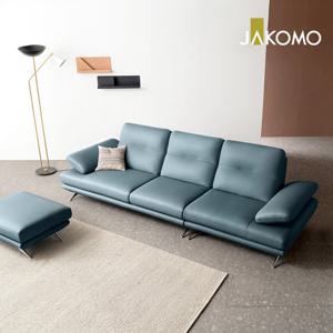 [자코모] 엘리쉬 3.5인 기능성 슈렁큰 소가죽 소파+스툴