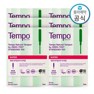 템포 내추럴 유기농 순면 탐폰 슈퍼 16P 6개