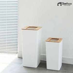 [스텐하우스] 모던 대나무 원목 사각휴지통 20L