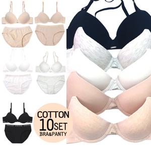 귀여운 주니어 와이어 면 브라팬티 10종세트