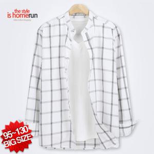 [홈런][홈런] 트리플 체크 헨리넥 긴팔 셔츠 DF0365