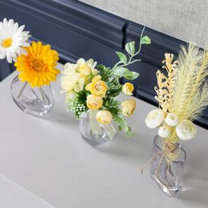 수국 거베라 조화 화병 옐로우망고 글라스 set 35cm (DIY) 3타입 인테리어 꽃 테이블