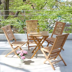 베스트리빙 티크 버티칼 햄턴 4인 접이식 600 테이블 세트