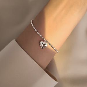 에르모사제이 W024 하트 은 팔찌 / 실버 925 볼 체인 레이어드