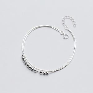 에르모사제이 W037 두줄 은 팔찌 / 실버 925 볼 실크 뱀줄 체인