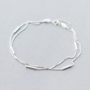 에르모사제이 A021 두줄 은 발찌 / 실버 925 스틱 사각 체인