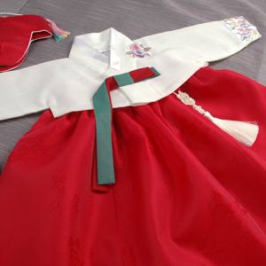 [럭셔리한복]354.민꽃아이홍(여)_아동한복,돌한복,여아한복