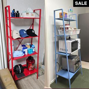 스텝 4단 철제선반 철재 사다리 화분받침 악세사리 피규어 책장 진열대 영양제 반려동물 간식 정리대 카페 매장 팬트리 서재 주방 베란다 다용도 실속형 만능선반