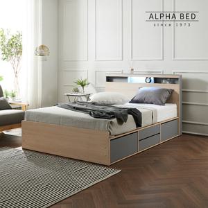 알파침대 빈스 LED 4단 수납 침대프레임 Q