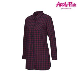 [애플핑크]백레터링 체크 셔츠 원피스 (APC0O501GSR)