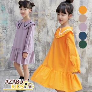 [아자브키즈] 소니아 프릴 카라 원피스 코튼 면 긴팔 여아