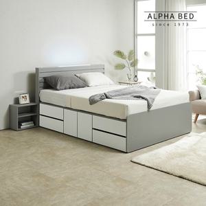 알파침대 어셈블 LED 멀티 수납 슈퍼싱글 침대+천연라텍스매트