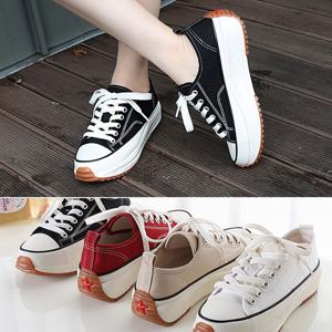 [바닐라슈] 켄티나 통굽웨지 레이스업 키높이 스니커즈(5cm)