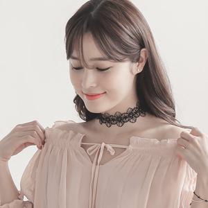 제이로렌 06N0759 블랙 플라워 레이스 초커