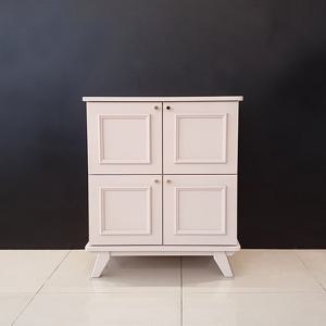 한집가구 웨인스코팅 원목 4도어 수납장 인디핑크(원목다리)