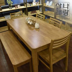 [나랑살래] 카스테라) 원목 6인 식탁세트 / 벤치 2