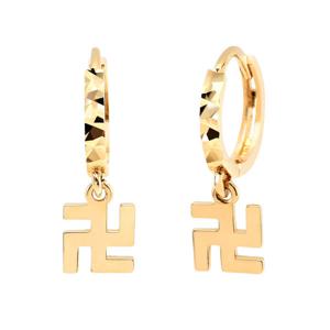 [비앤비골드] 14K 커팅 만자 딸랑이 귀걸이 한쌍 PNE19874