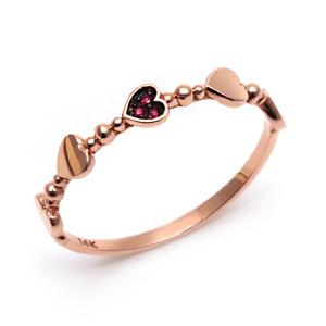 [비앤비골드]14K 루비 하트 반지 SRS16915
