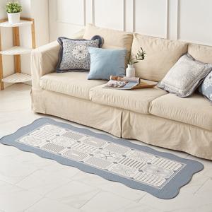 [베누지오]샤이니 블루 자카드 소파매트 3인 65x170