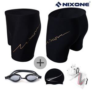 닉스원 남성/남자 4부 실내 수영복 NSM-3530BK 4종세트