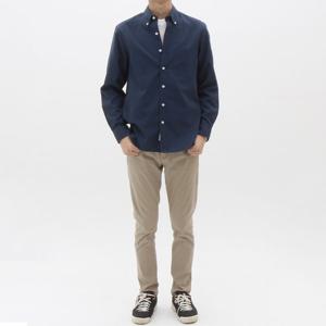 [더셔츠스튜디오]네이비 루즈핏 면혼방 옥스포드 버튼다운 셔츠