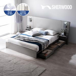 [쉐우드]바무드 호텔 평상형 수납 LED침대 Q(매트)
