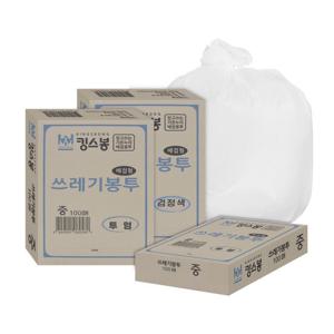 킹스봉 뽑아쓰는 배접 재활용 쓰레기 봉투 - 중 100매 (60L)