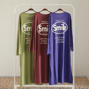 국산 메이크유 긴팔 순면 롱원피스 파자마잠옷