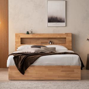 [리뷰 방수커버 증정]파로마 이즈 트리 LED 원목 수납 침대+40T라텍스매트 Q IHD059