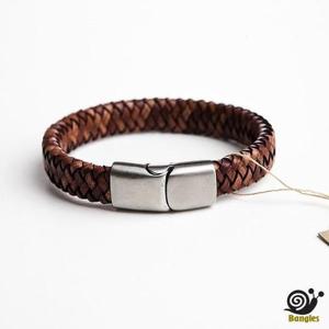 [뱅글스][BANGLES] 가죽팔찌/남자팔찌  모던 2tone 브라운