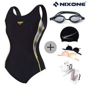 닉스원 여성/여자 원피스 실내수영복 NSW-4502YW 5종세트