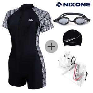 닉스원 여자/여성 아쿠아 수영복 NSW-4874BK 4종 SET