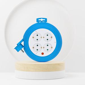 러그박스 4구 원형 멀티탭 3M 블루 납작 슬림 이지콕 플러그