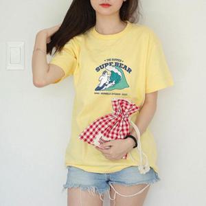 [험블][험블] 서퍼베어 캐릭터 기본핏 여성 반팔티 라이트옐로 (