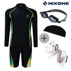 닉스원 남아동 한벌수영복 NSJB-1751GN 4종세트 아동수영복