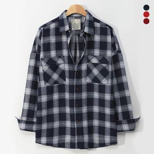 [후앙스] 오버핏 믹스드 타탄 체크 남방 CKST3870