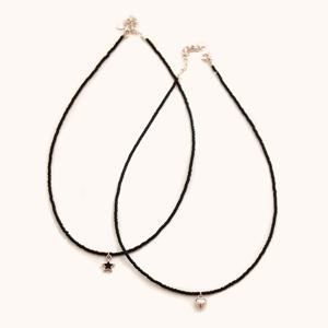 제이로렌 06N0927 하트 별 펜던트 블랙 극세비즈 초커