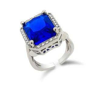 [갤러리민] 아쿠아 블루 사각 반지/큐빅반지/부엉이반지/링