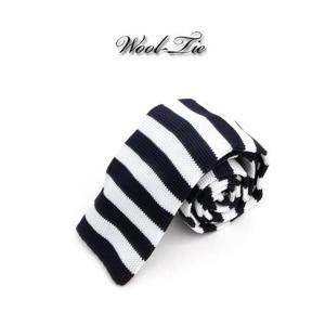 [젠틀안트]블랙화이트배색줄무늬수동니트넥타이3-100