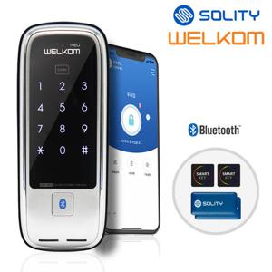 솔리티 웰콤 네오 NEO 블루투스기능+카드키4개+번호키 IoT도어락 실시간푸시알람 게스트키발급 사용자초대 출입이력조회 원격기능설정 도어록 현관문 디지털도어락