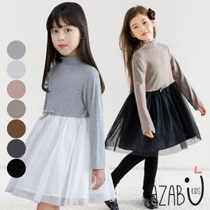 [아자브키즈] 쉐리 배색 원피스 아동 여아 샤원피스 긴팔