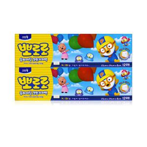 크린랩 뽀로로 슬라이딩 지퍼백(대) 12매 x2개/스탠딩
