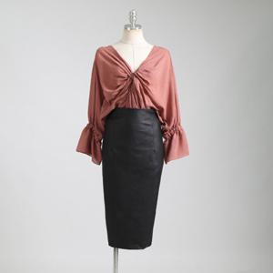 SK1661 타조 인조가죽 하이웨스트 H라인 스커트